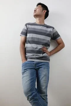 People on grey background Stock-Fotos