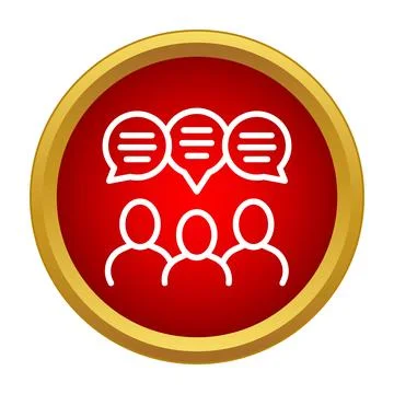 People group discussing communication in red circle icon Stock Illustration