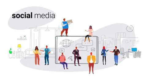 People group using tablet computer social media network communication concept Illustrazione stock