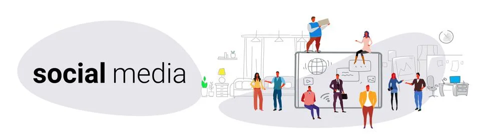 People group using tablet computer social media network communication concept Stock Illustration