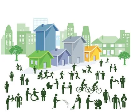 People groups in the city Stock Illustration