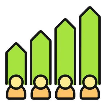 People growing with increasing bar chart statistics イラスト素材