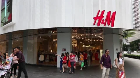 People at the H M store on Orchard Road Singapore