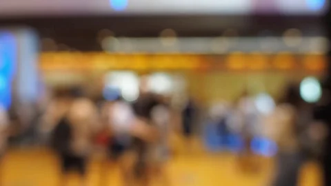 People in hall bokeh Stock Footage 79642452