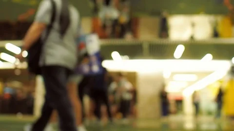 People in hall bokeh Stock Footage 79643560
