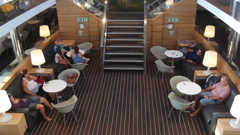 People in a Hall of a ferry Vídeo Stock 166506897