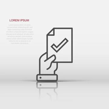 People hand with check mark icon in flat style. Accept vector illustration .. Stock Illustration