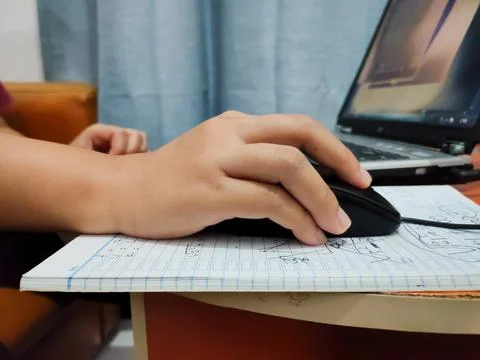 People hand using laptop Stock Photos