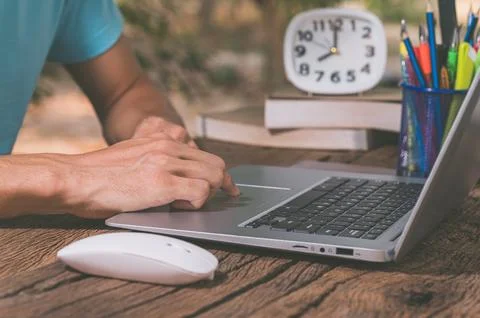 People hand using notebook computers Stock Photos