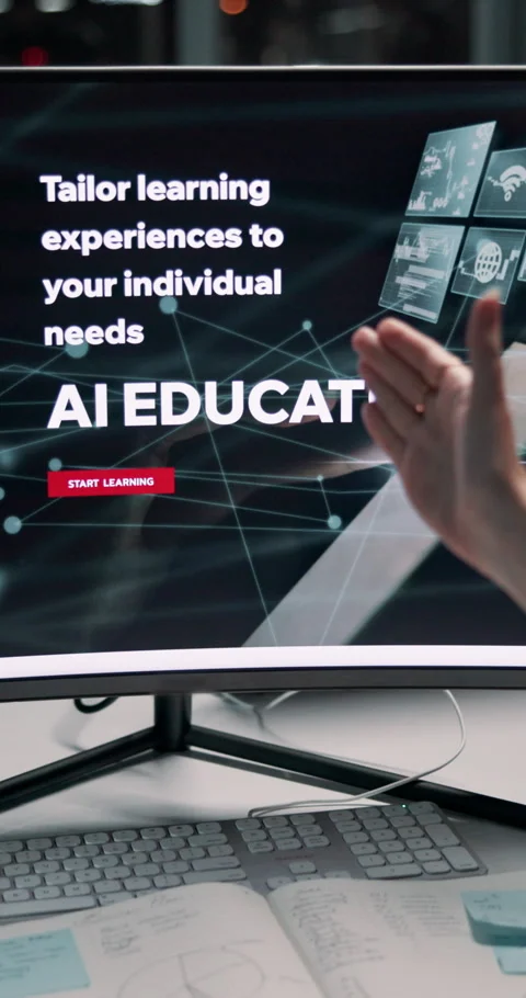 People, hands and screen with AI course for software development or computer Stock Footage 306740378