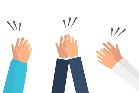 People hands applauding in different sleeves isolated on white background Stock Illustration