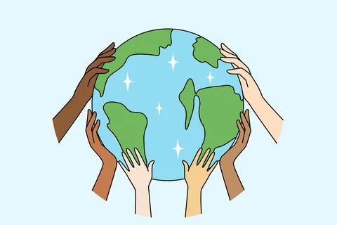People hands holding planet Earth Stock Illustration