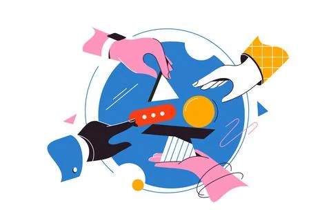 People hands try to keep balance Stock Illustration