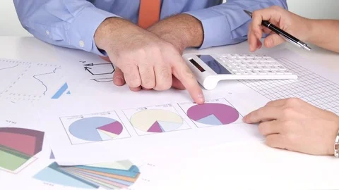 People Hands Working Close View Papers Documents Charts Business Meeting Stock Footage 76902395