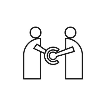 People handshake Commitment Teamwork Together Outline Logo 스톡 일러스트