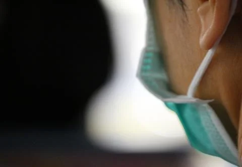 People has basic self protection from dust and pullution by wearing mask in t Stock Photos