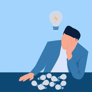People have almost given up on ideas with so many dead ideas, idea metaphor Stock Illustration