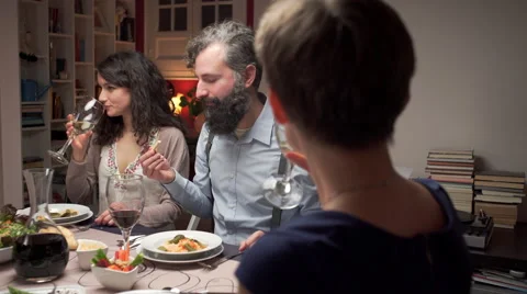 People have fun dining Stock Footage 46540539