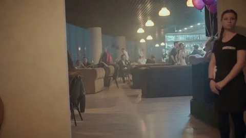 People have a rest in bar Stock Footage 76553519