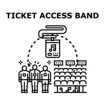 People having access to music event with ticket Stock Illustration