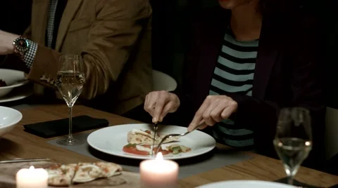 People having dinner at a restaurant. Stock Footage 61157910