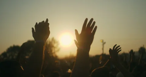 People having fun and clapping hands at the music concert in slow motion. Stock Footage 105237967