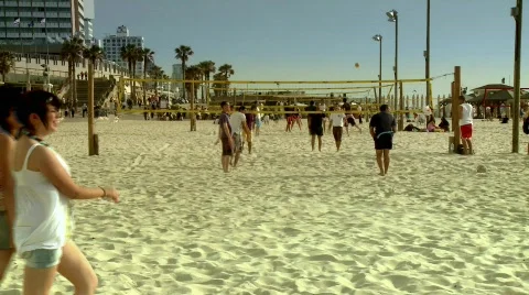 People having fun at the beach Stock Footage 461941