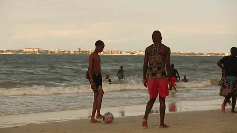 People having fun on the beach in Uganda Stock Footage 148922370