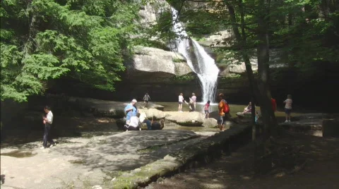 People Having Fun at Cedar Falls in Southern Ohio Video stock 760478