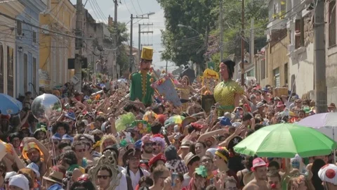 People Having Fun Dancing at Street Carnival Parade of Rio - Brazil Stock Footage