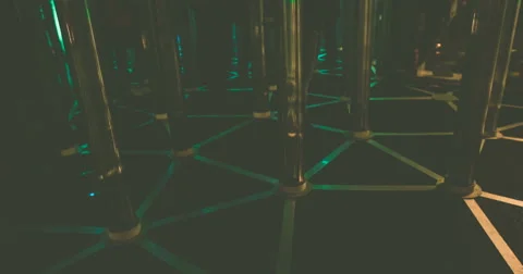 People having fun with led lights and elements at a futuristic show Stock Footage 59119535