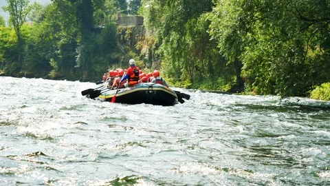 People having fun or doing sport on rubber on the river rafting Stock-Footage 112260259
