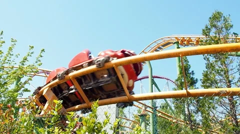 People having fun at roller coaster Stock Footage 64931116