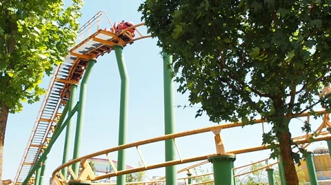 People having fun at roller coaster 스톡 동영상 64931944