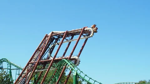 People having fun at roller coaster called sequoia at Gardland Stock Footage 66720396