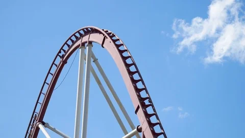 People having fun at roller coaster Stock Footage 79625968