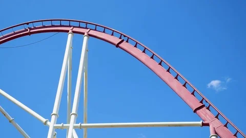 People having fun at roller coaster of rainbow magic Stock Footage 79626656