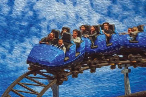 People having fun on a roller coaster Stock Illustration