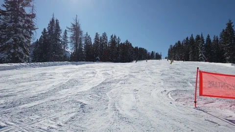 People having fun skiing snow slope at winter holiday dolomites Stock Footage 126090726