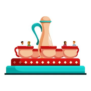 People having fun on a teacup ride at an amusement park Stock Illustration