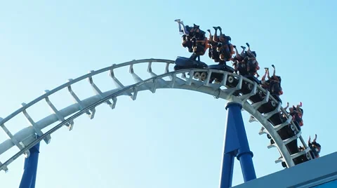 People having fun upside at roller coaster called tornado 스톡 동영상 66689567