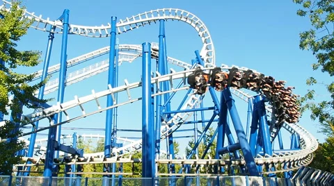 People having fun upside at roller coaster called tornado 스톡 동영상 66692597