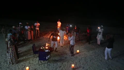 People having fun on the Zanzibar beach Stock Footage 148555015