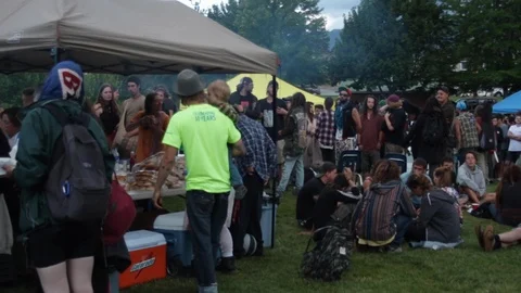 People having a good time while eating Stock Footage 100046874