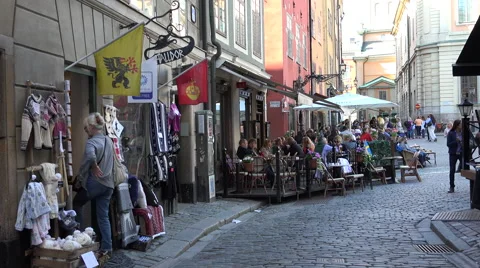 People having lunch in Gamla Stan Stock Footage 44153144