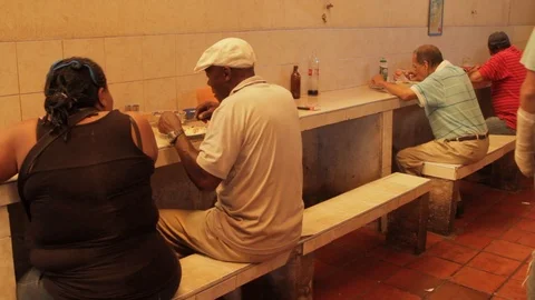 People having a meal in a market cafeteria in Santa Elena Stock-Footage 88467053