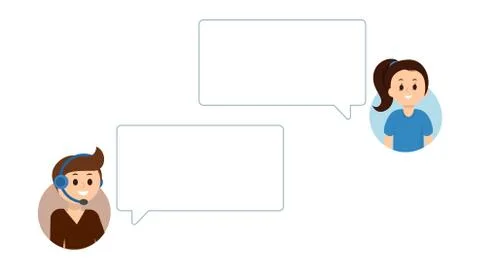 People having online chat, support service. Empty speech bubbles for your text Illustrazione stock