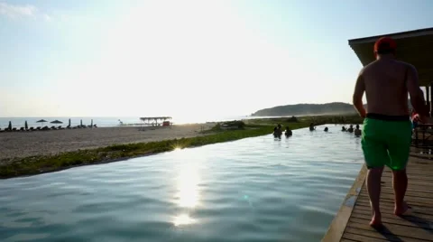 People having party in a pool Stock Footage 46225134