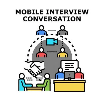 People having remote business interview and online conversation 스톡 일러스트