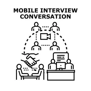 People having remote business interview and online conversation Stock Illustration